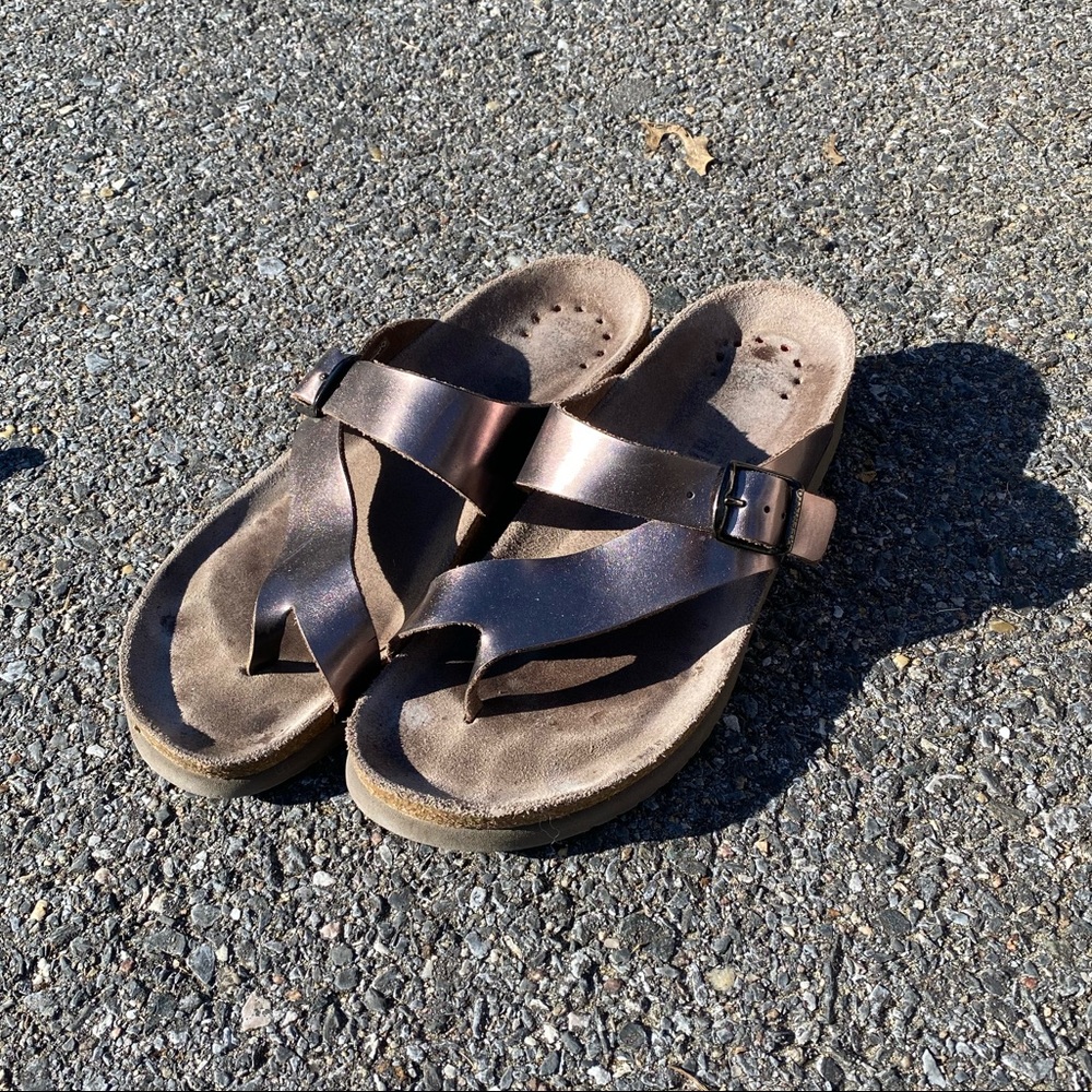 Birkenstock bronze metallic strap